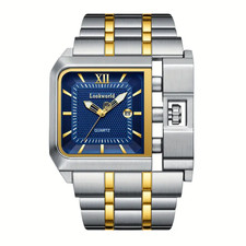 Classic Business Big Dial  Square Face Precision Movement Quartz Watch blue