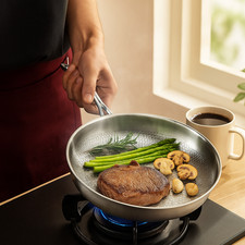 Uncoated Titanium Frying Pan Non Stick Steak Frying Pan Kitchen Cookware