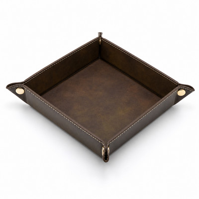 Leather Valet Tray Table Desktop Storage Organizer Nightstand Caddy Holder Gift