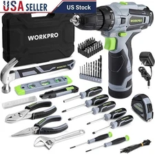 Cordless Drill Set W/ Basic Tool Kit Screwdriver Bits Home DIY Projects New