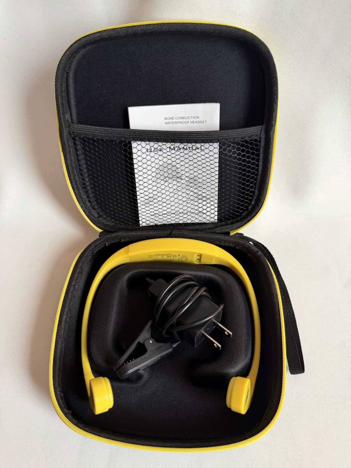 Bone Conduction Water Proof Swimmers Headset W/ Blue Camouflage Travel Case