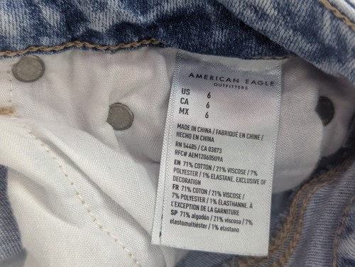 American Eagle Super Stretch Jeans Shorts Size 6 Midi (28x3) Cut-Off Distressed - Picture 7 of 8