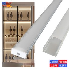 3.3FT/1M U Shape Led Aluminum Channel 50 Pack With Cover For Led Strip Light