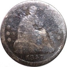 1857-P Seated Liberty Half Dime 90% Silver As Shown SN04