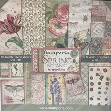 Stamperia Spring Botanic 12x12 Scrapbooking Paper Pad 10 Double Sided Sheets New