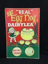 Vintage Dairylea Eggnog Cardboard Store Display Advertising Holiday Milk Dairy 