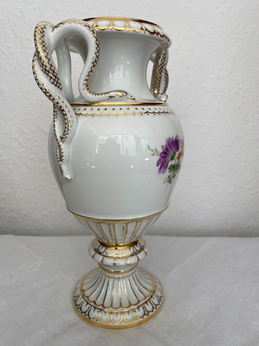 Meissen exklusive Schlangenhenkel Vase Blumenbukett & reiche Goldstaffage 1.Wahl - Bild 4 von 9