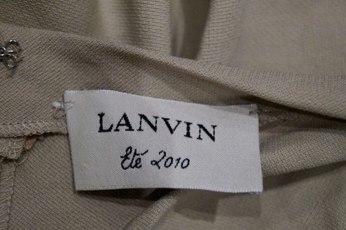 Abito tunica estivo LANVIN ETE 2010 beige misto lino spalle pieghettate 44 UK16 - Foto 6 di 6