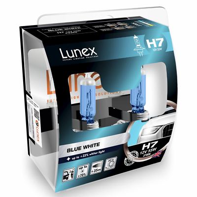Lunex Blue White H7 (477) Headlight Bulb 3700K Twin Pack