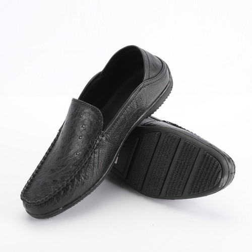 Men's Ostrich Skin Leather Shoes Real Leather Bean Shoes Business Casual Shoes - Picture 2 of 13
