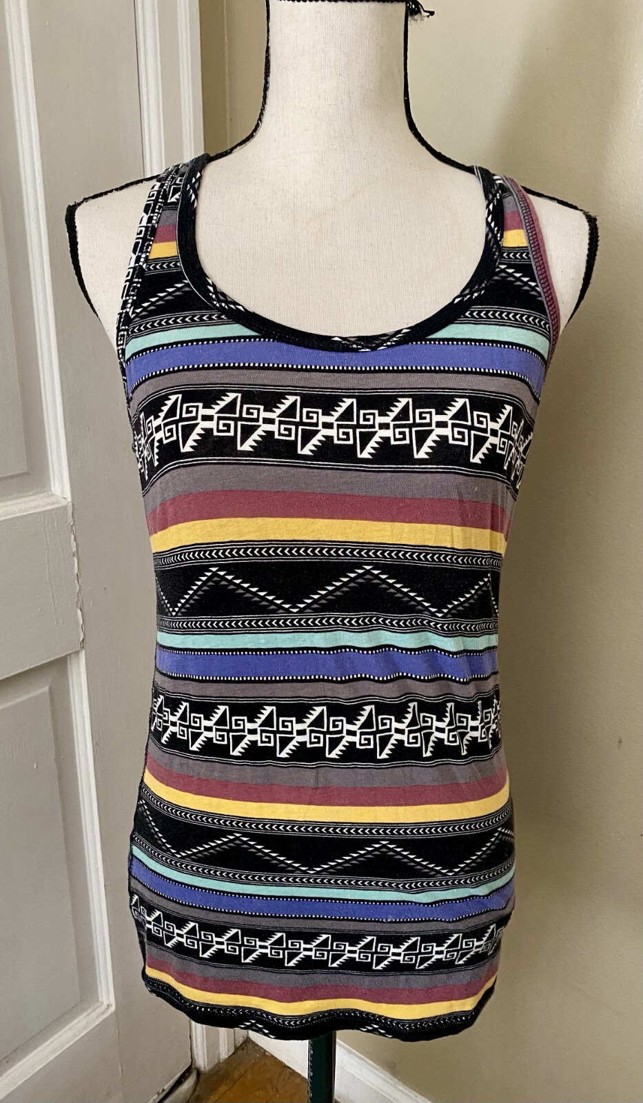 ACTIVE BASIC Women's L Multicolor Aztec Racerback… - image 1