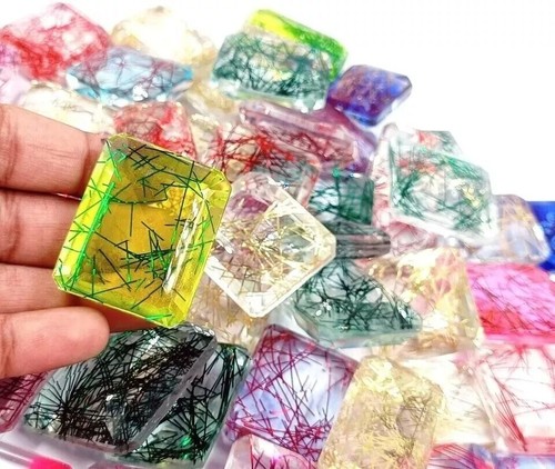 Natural Certified 2500Ct Bi-Color/Multicolor Rutilated Quartz Mixed Lot Gemstone - Picture 2 of 6
