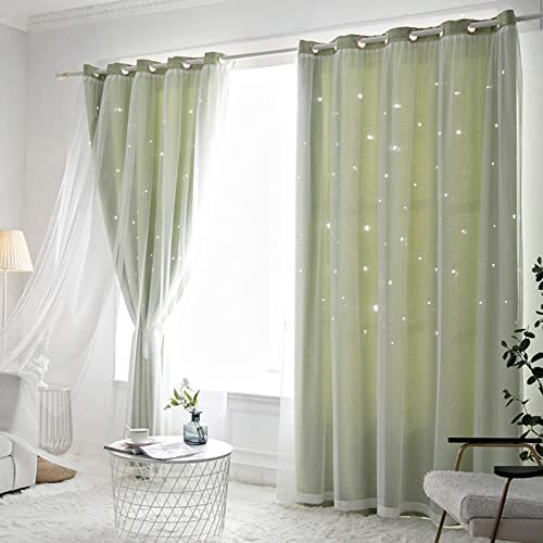 Light Blackout Curtains for Girls Bedroom Living 52"W x 63"L (Pack of 1) Green - Picture 3 of 8