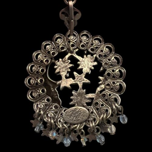 Discontinued Kirk's Folly Crescent Moon Face Seaview Stars Pendant Necklace 18” - Picture 4 of 8