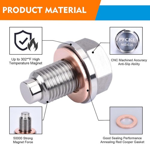 Stainless Steel Engine Neodymium Magnetic Oil Drain Plug with Copper Gasket - Picture 8 of 34
