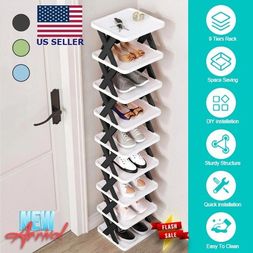 9-Tier Shoe Rack Storage Organizer Small Shoe Rack Narrow DIY Adjust Shoe Shelf