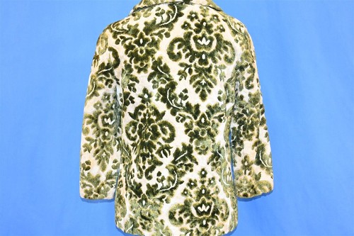 CHAQUETA MUJER VINTAGE AÑOS 70 CHENILLA VERDE BLANCO DAMASCO DOBLE BOTONADURA 3/4 SLV S - Imagen 3 de 5
