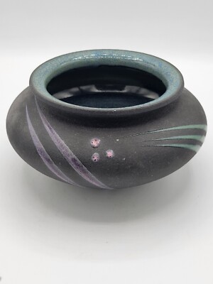 Studio Art Pottery 80's  Bulbous Post Modern Ruku Ceramic Vase Michael Cho sign
