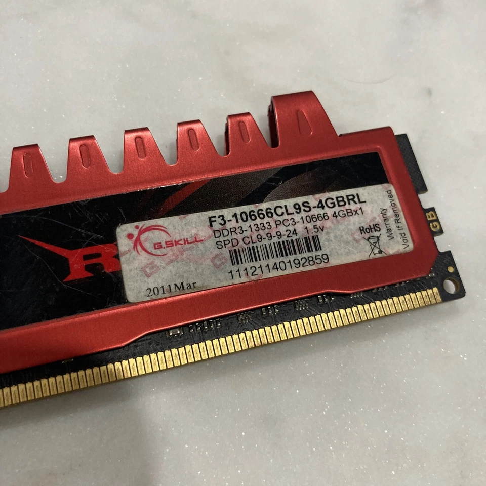 G.Skill 4GB RAM (1x4GB) PC3-10666 DDR3-1333 Desktop SDRAM F3-10666CL9S-4GBRL - Image 2 of 4