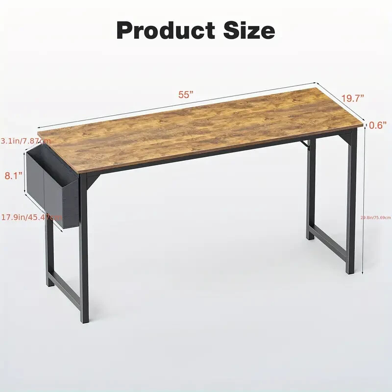 55 inch Home Office Standing Computer Desk Study Writing PC Workstation ...