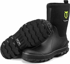 TIDEWE Rubber Boots for Men, 5.5mm Neoprene Insulated Rain Boots with Steel Shan