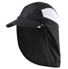 Kids Visor Sun Hat with Removable Neck Flap UPF 50 Baseball 3-6 Years Black