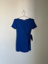 Zara Women's Knit Wrap Romper in Blue Size SMALL