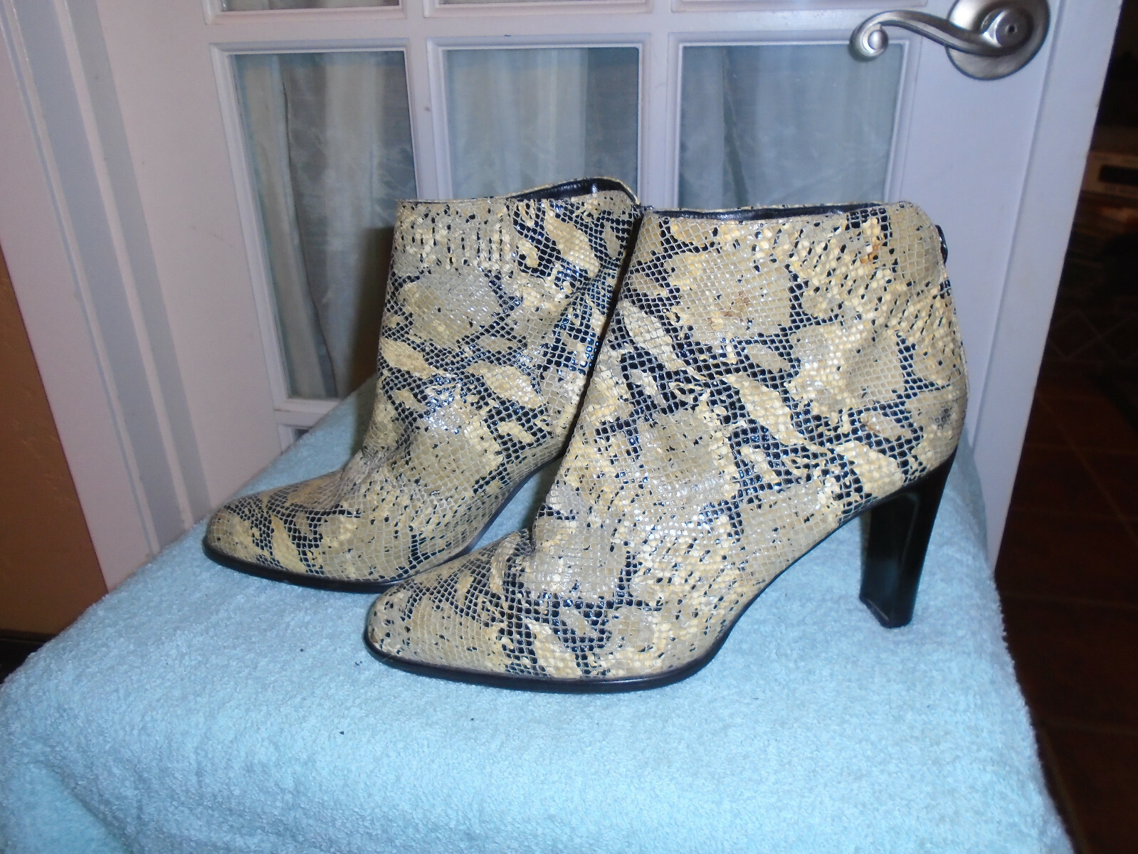 Sam & Libby Ankle Boots Python Snake Print Rear Z… - image 2