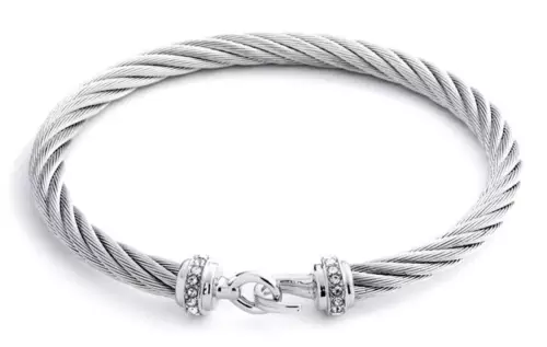 Harley-Davidson Women's 7.5 inch Cable Wire Chain Hook Bracelet - Silver Plating
