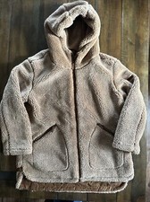 Koolaburra Ugg Women's Coat Sz Xl Brown Sherpa Hooded Faux Jacket Latte Kb21714