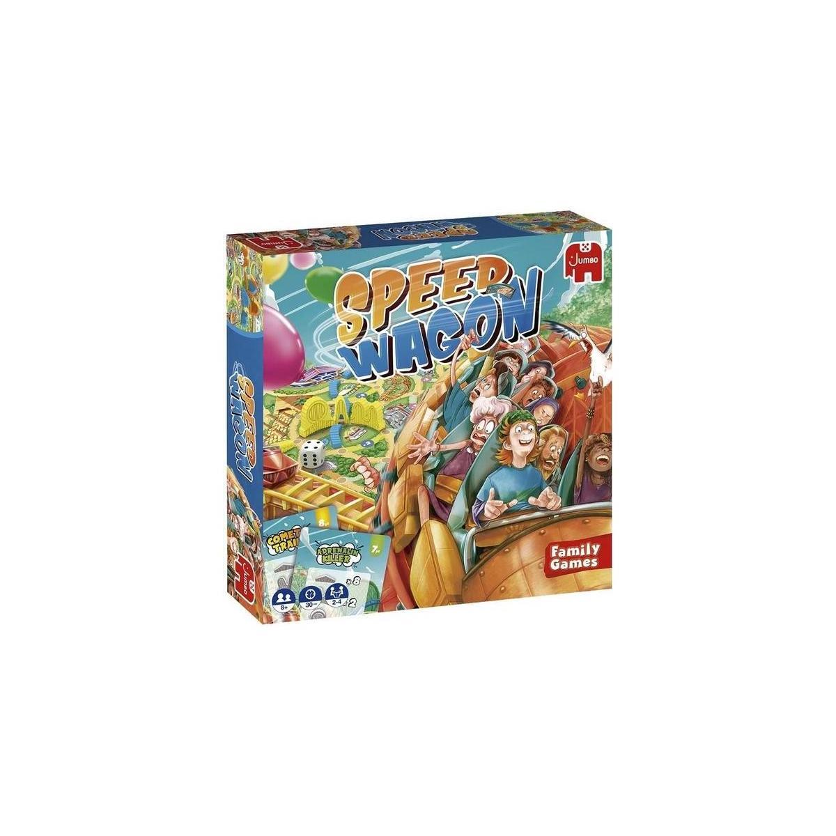 Jumbo Speedwagon Brettspiel – Gesellschaftsspiel Ab 8 Jahre, Für 2-4 Spieler, Achterbahn-Bau