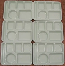 DIVIDED TRAYS LOT OF 6 LIGHT GREEN BY SILITE CHICAGO ILLINOIS #113 6 COMPARTMENT