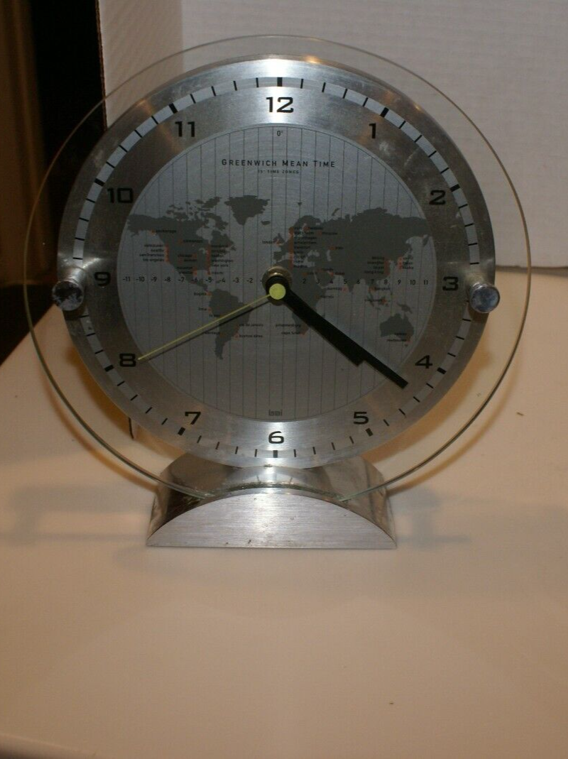 Brookstone World Time Analog Clock, Greenwich Mean Time- WORKS | eBay