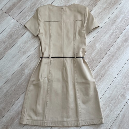 Vestido Courreges Piel de Oveja Cordero Cuero Beige Cremallera Mujer Talla L EE. UU./S-M Japón Raro - Imagen 9 de 23