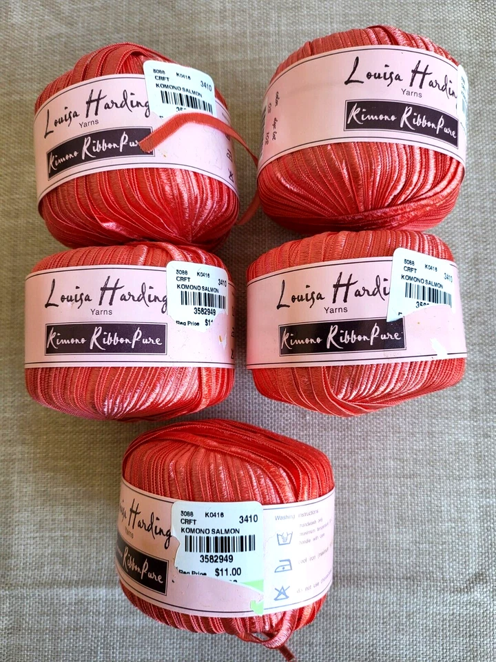 Lote de 5 Cinta Kimono Louisa Harding Hilo Puro Nylon Salmón Hecho en Italia Foto 4 de 4