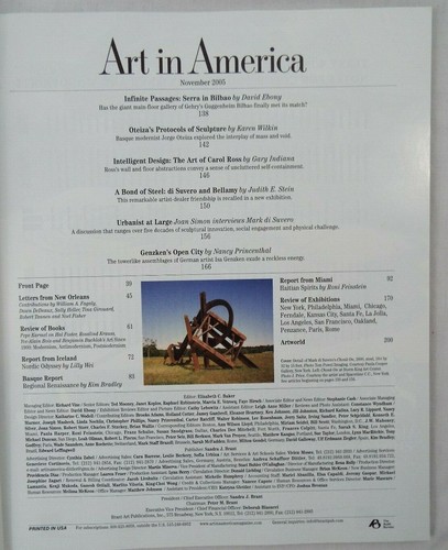 Art In America Back Issue Magazine November 2005 Mark Di Suvero Jorge Oteiza - Picture 3 of 3
