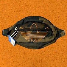 Adidas Unisex Camo Waist Pack Fanny Pack Olive Green Camouflage Orange Logo New