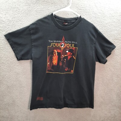 Vintage Tim McGraw Shirt Adult Large Black Faith Hill
