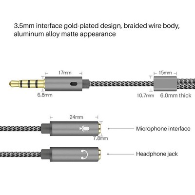 3.5mm Headset Adapter Y-Splitter Jack Cable Separate 2024 Audio Headphone L5L8