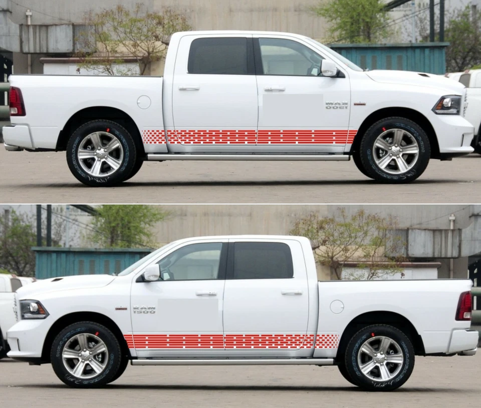 Calcomanía gráfica de vinilo para puerta Racing Stripes para Dodge Ram 1500 2500 2014-16 Foto 3 de 4