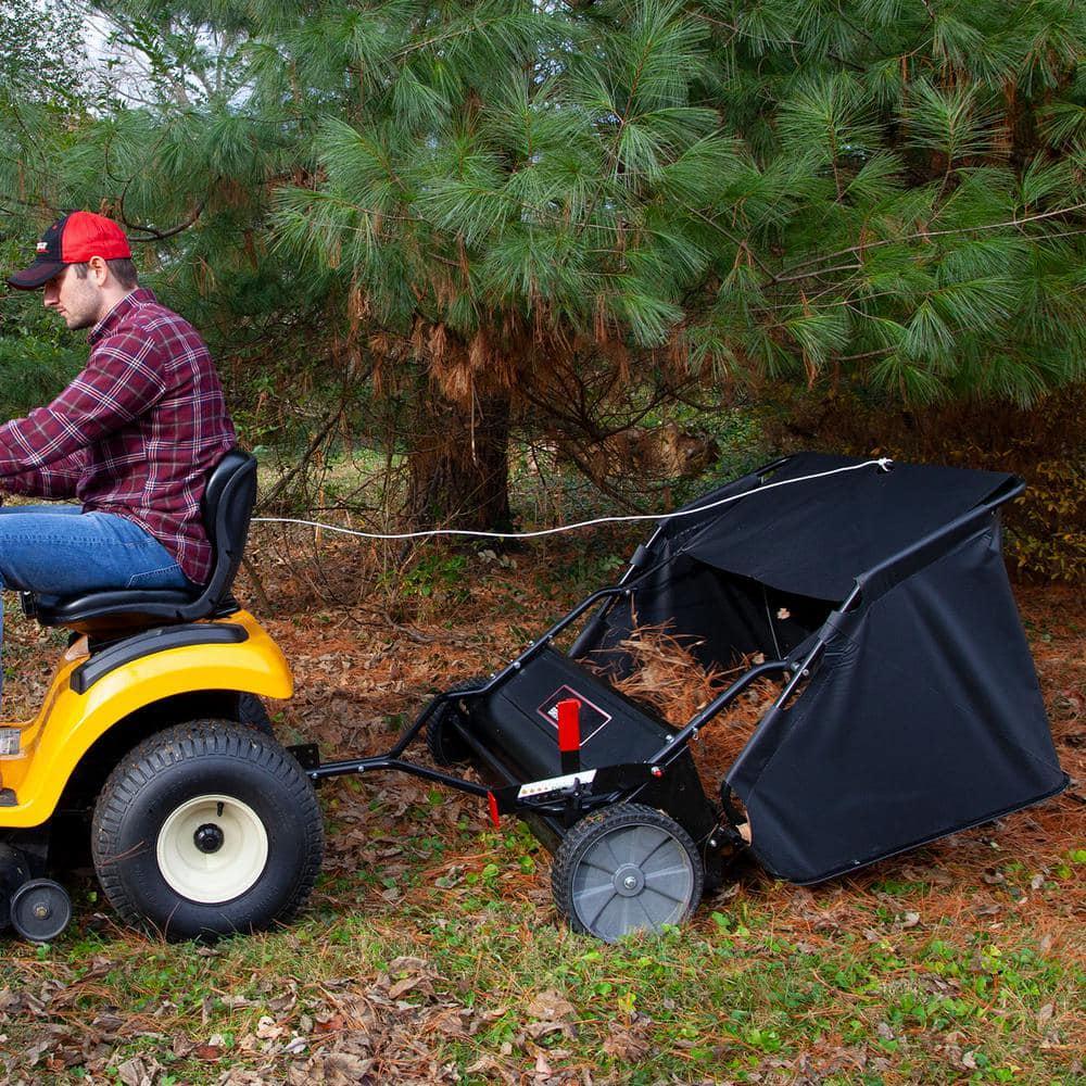 42 In. Tow Behind Lawn Sweeper Leaf Yard Collector 20 cu ft Adjustable