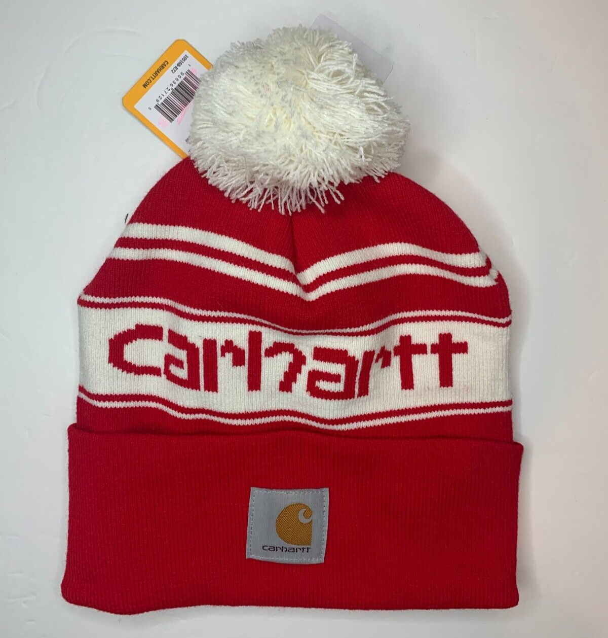 carhartt red and white beanie