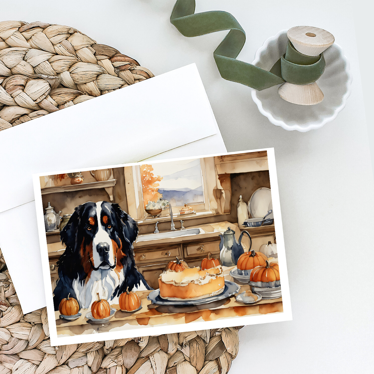 Caroline's Treasures BB2043CHF Bandiera Del Ringraziamento In Tela Con Cane Da Montagna Bernese Grande Multicolore~p121770139