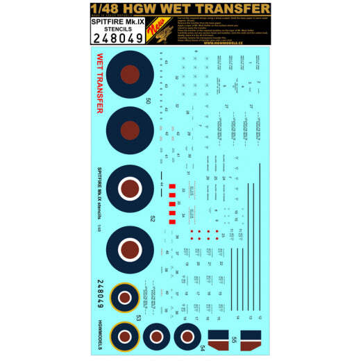 HGW 1/48 wet transfer Spitfire Mk. IX - Stencils - 248049 HGW 1/48 wet transfer Spitfire Mk. IX - Stencils - 248049