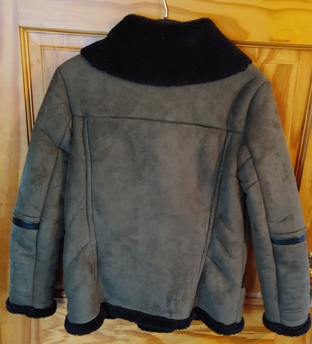 New Look Faux Suede Fur-Lined Winter Jacket. Olive Green. UK 8 / EU 36 - Picture 2 of 12