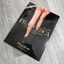 Honey Birdette Francesca Rose Gold Suspender Stockings Thigh Highs Size L