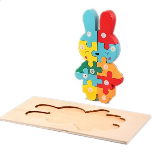 4 - Pack Wooden Animal Number Puzzles - Educational toys for Toddlers Ages 2 - 5 - Picture 8 of 8