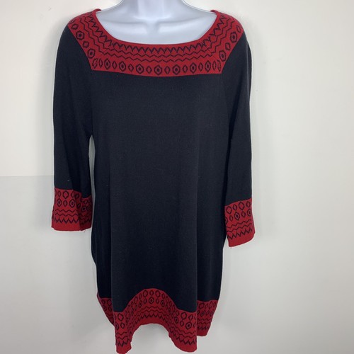 Style & Co Petite Womens Sweater Dress sz PM Black Red Detachable Scarf Knit - 第 9/22 張圖片
