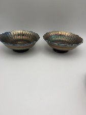 Pair Vintage Cobalt Blue Carnival Glass Bowls...