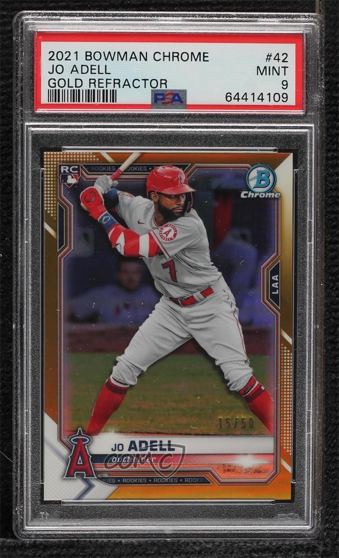 2021 Bowman Chrome Gold Refractor 15/50 Jo Adell #42 PSA 9 MINT 0i6p